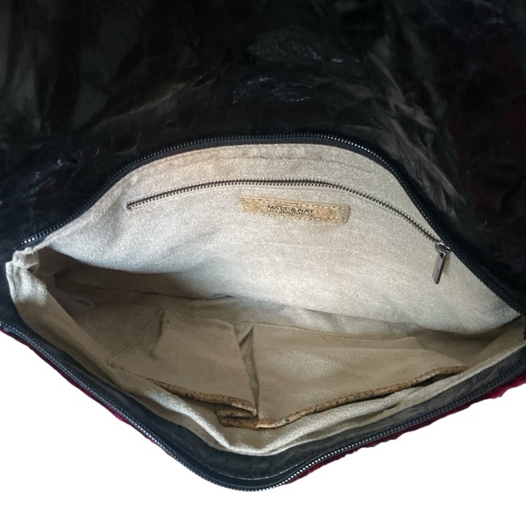 Matt & Nat Fuchsia Velvet Vegan Leather Zipper Trim Envelope Purse Clutch NWT - Picture 7 of 8